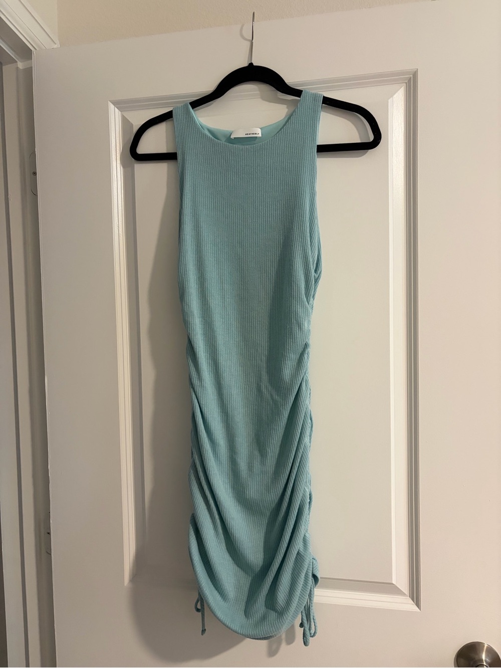 Sleeveless Ruched Tank Dress in Light Blue